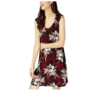 NWT Connected Apparel Pull-on Purple Jersey Floral A-line Trapeze Dress Size 8